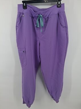 Figs Women's Scrub Joggers in Lavender with Teal Drawstring